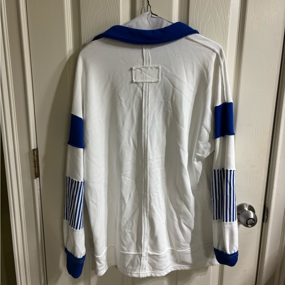 Like New Blue and White Striped Pullover - Picture 2 of 2